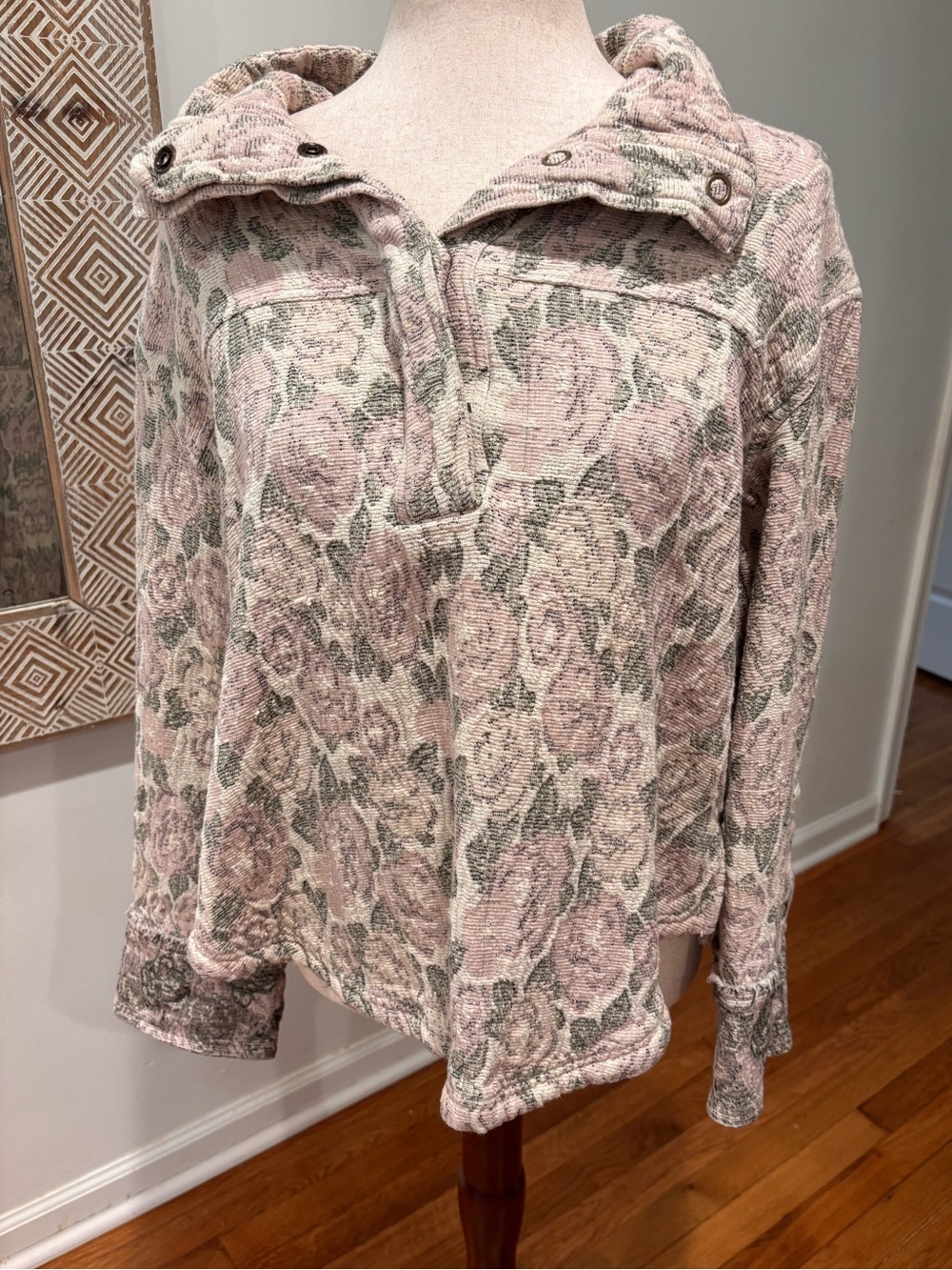 Free People We The Free Floral Jacquard Tapestry Pullover Sweatshirt Top